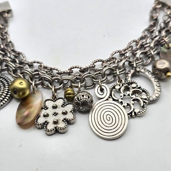 Chico's Boho Bracelet Rustic Patina Matte Silver Tone Magnetic Closing 6.5" L - Picture 4 of 8